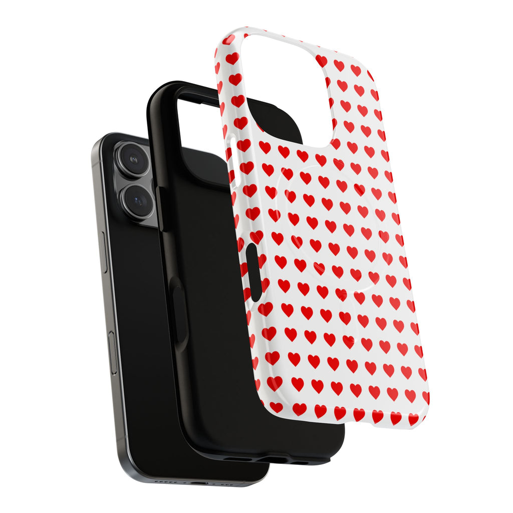 Heart Pattern Phone Case, Tough Magnetic Case, Cute Phone Cover, Valentine Gift, Stylish Accessory