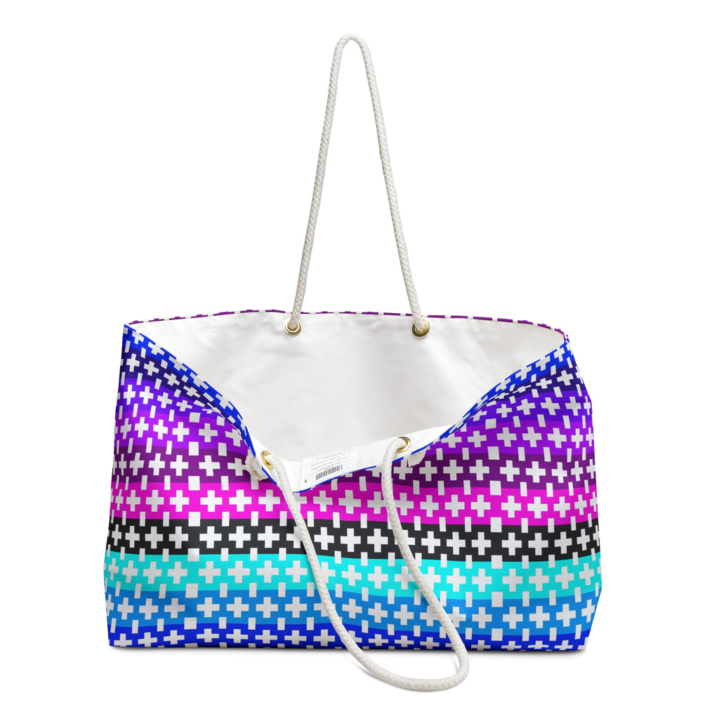 Vibrant Geometric Pattern Weekender Bag | Perfect for Travel, Beach, Gym, Gifts, Festivals