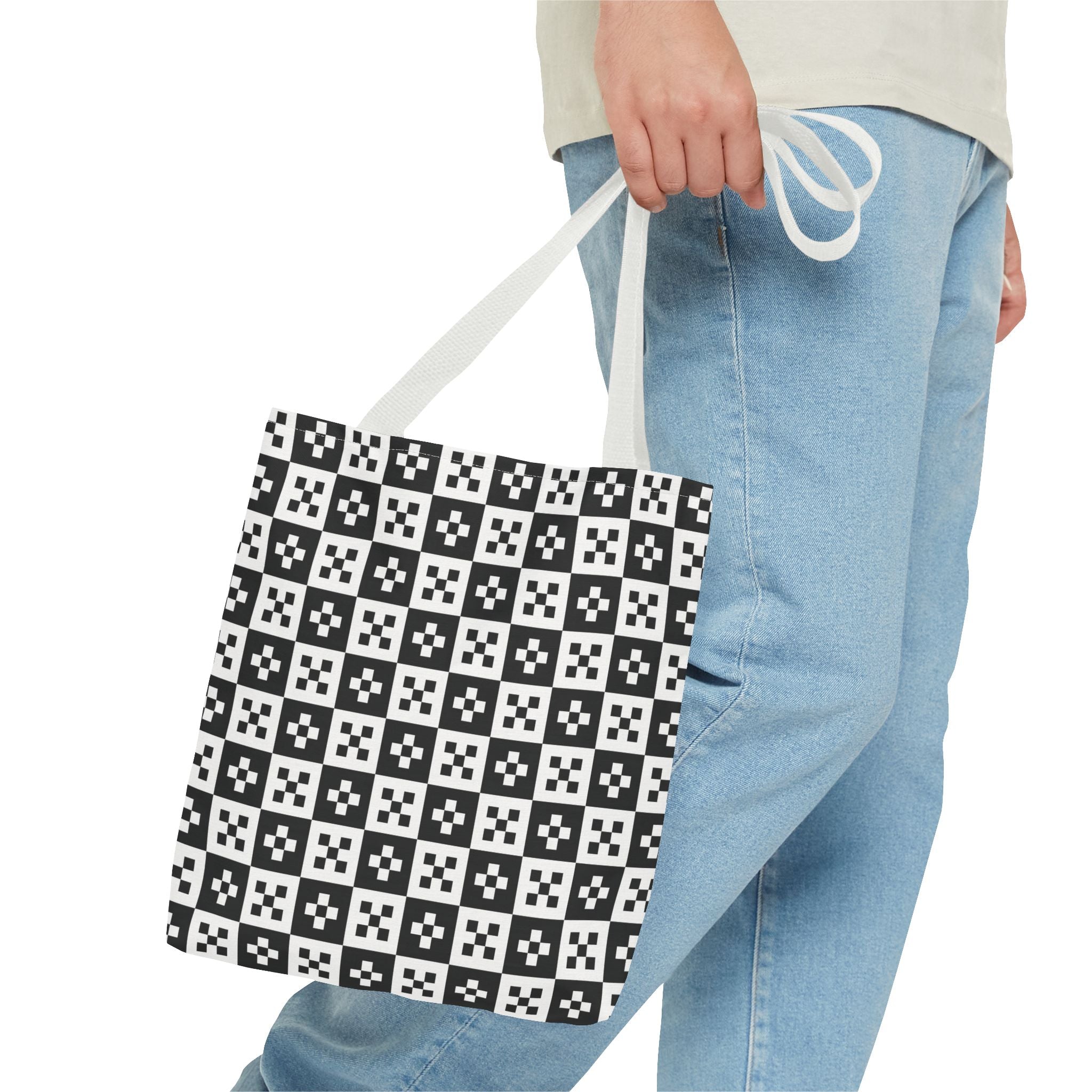 Stylish Checkerboard Tote Bag, Reusable Shopping Tote, Black and White Fashion Bag, Gift for Her, Eco-Friendly Bag, Beach Tote