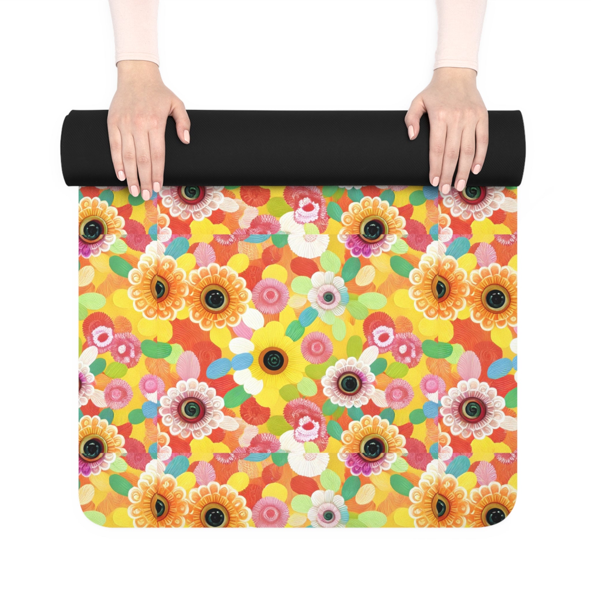 Colorful Floral Rubber Yoga Mat | Exercise, Fitness, Yoga, Meditation, Home Decor