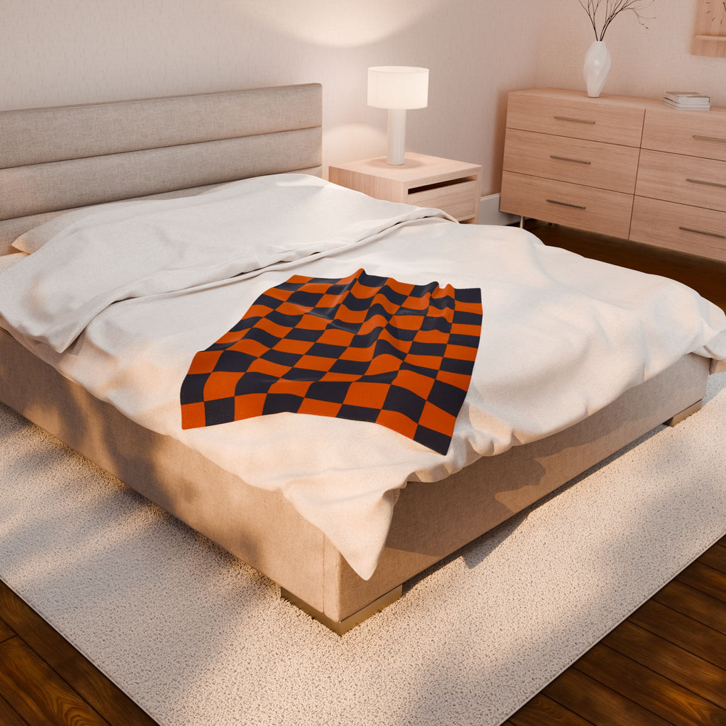 Cozy Checkerboard Plush Blanket – Ideal Gift for Home, Warmth, Comfort, Fall Decor, Halloween, Sports Enthusiasts