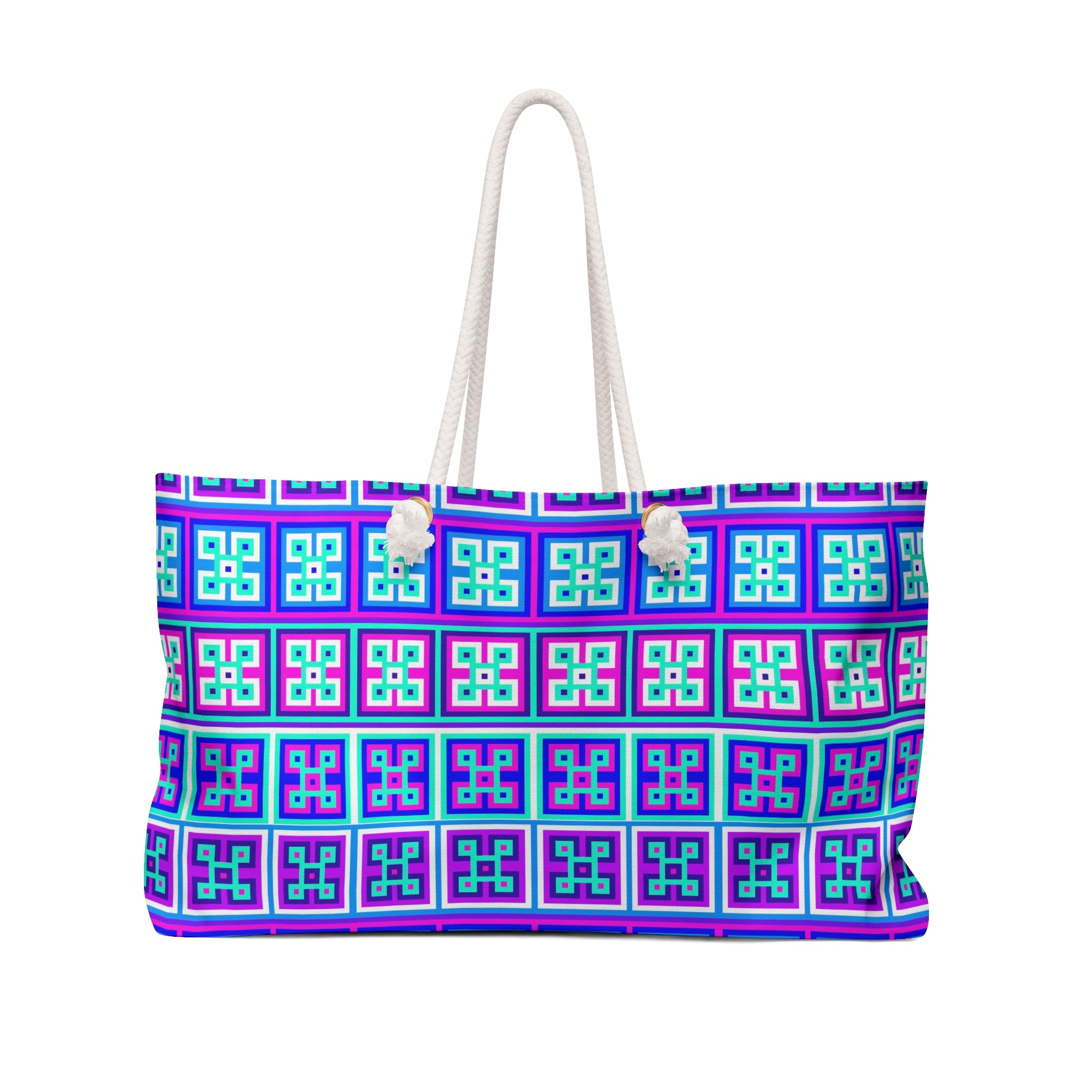 Colorful Geometric Weekender Bag, Travel Bag, Beach Tote, Gym Bag, Overnight Bag, Gift Idea for Vacations