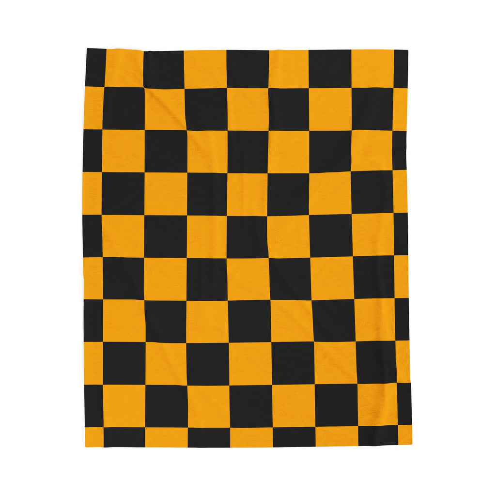 VCU Checkerboard Velveteen Plush Blanket, Cozy Sport Throw, Game Day Blanket, Graduation Gift, Unique Home Decor