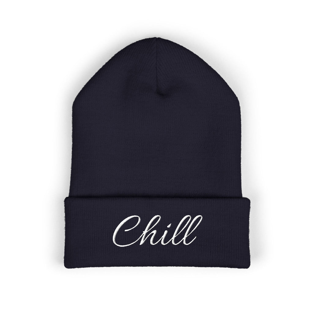 Chill Embroidered Beanie, Cozy Knit Hat, Winter Accessory, Gift for Him/Her, Casual Style