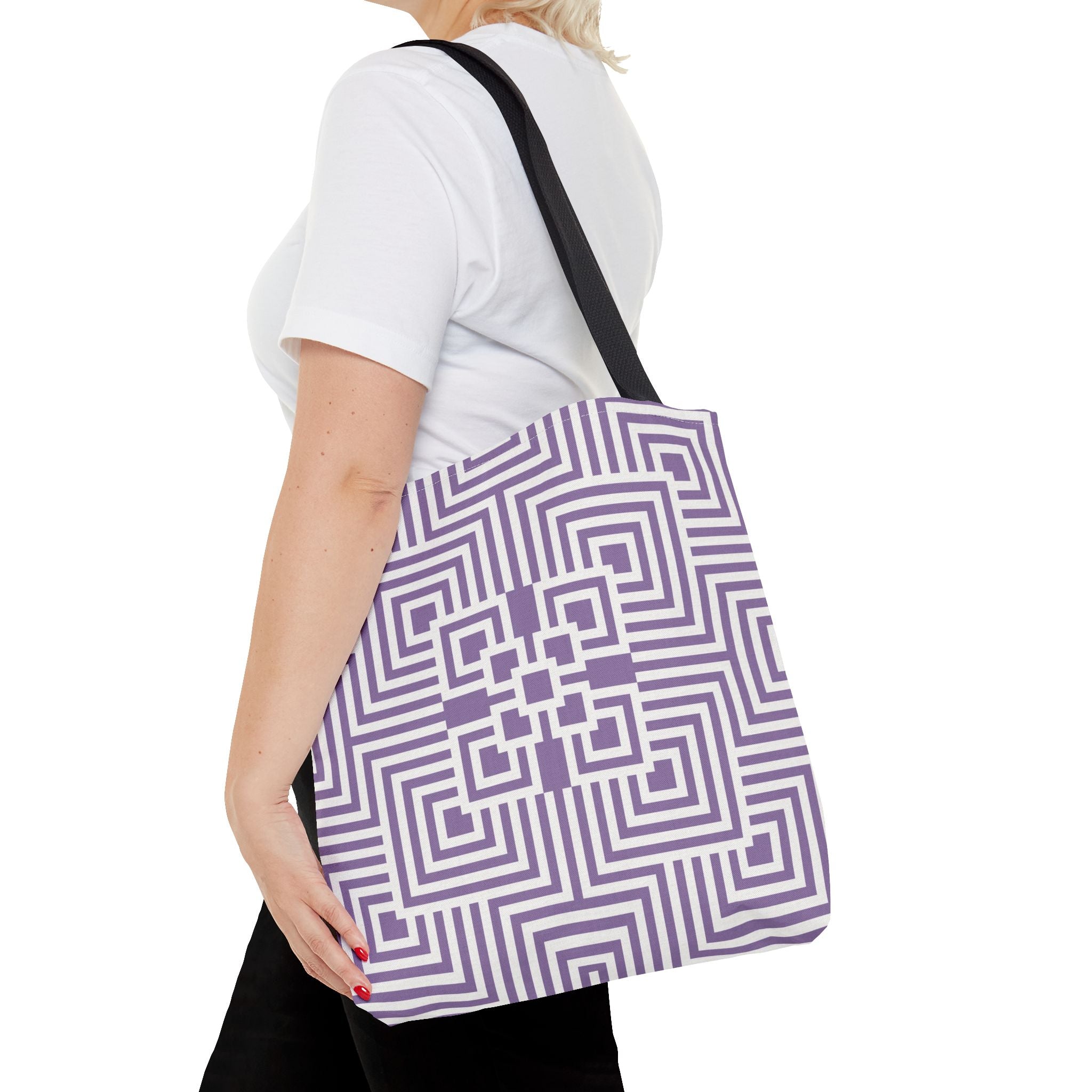 Geometric Pattern Tote Bag - Stylish Reusable Shopping Bag, Eco-Friendly Gift, Fashion Accessory, Purple Art Design, Everyday Use