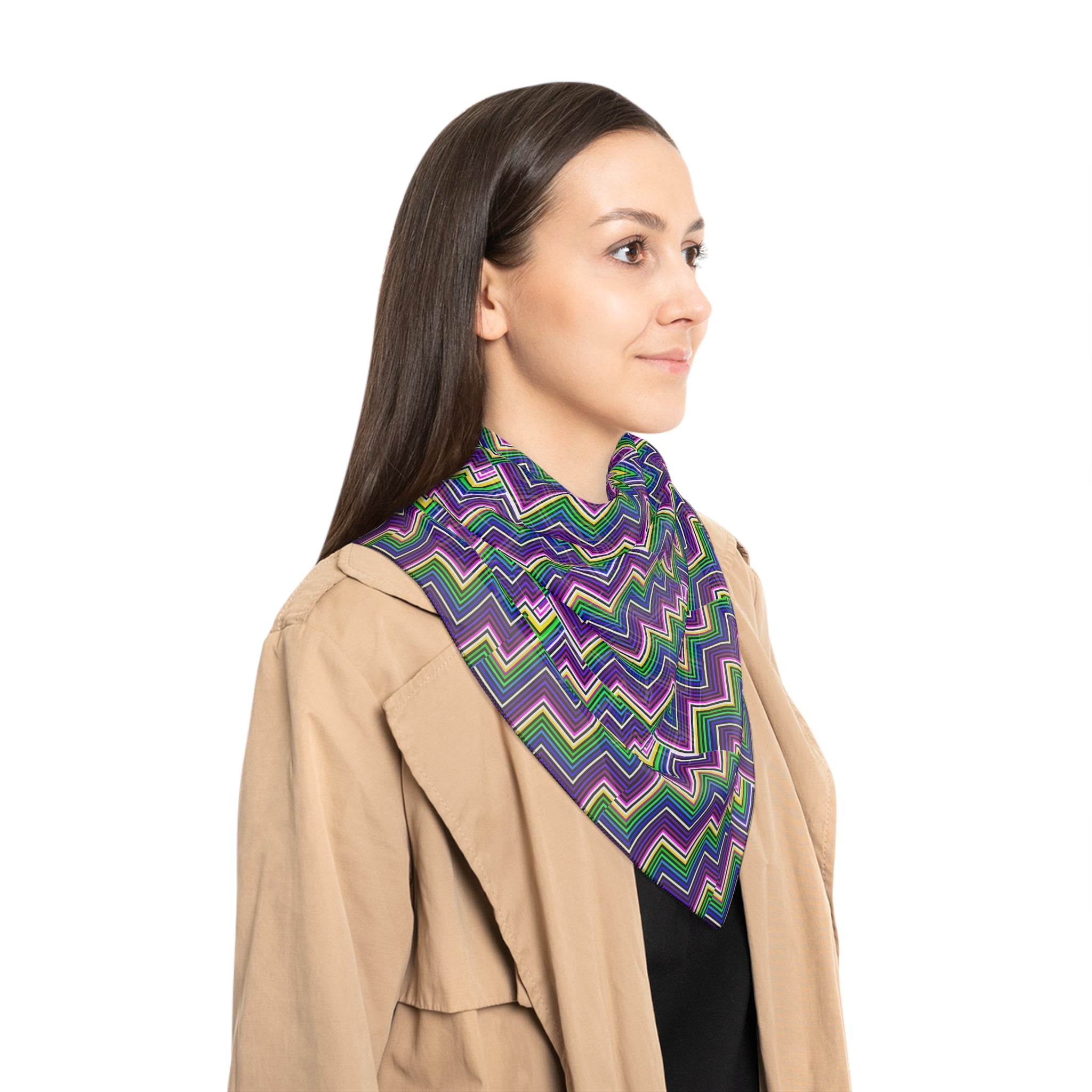 Trendy Zigzag Poly Scarf, Chic Fashion Accessory, Lightweight Wrap, Fall Winter Layering, Unique Gift for Her