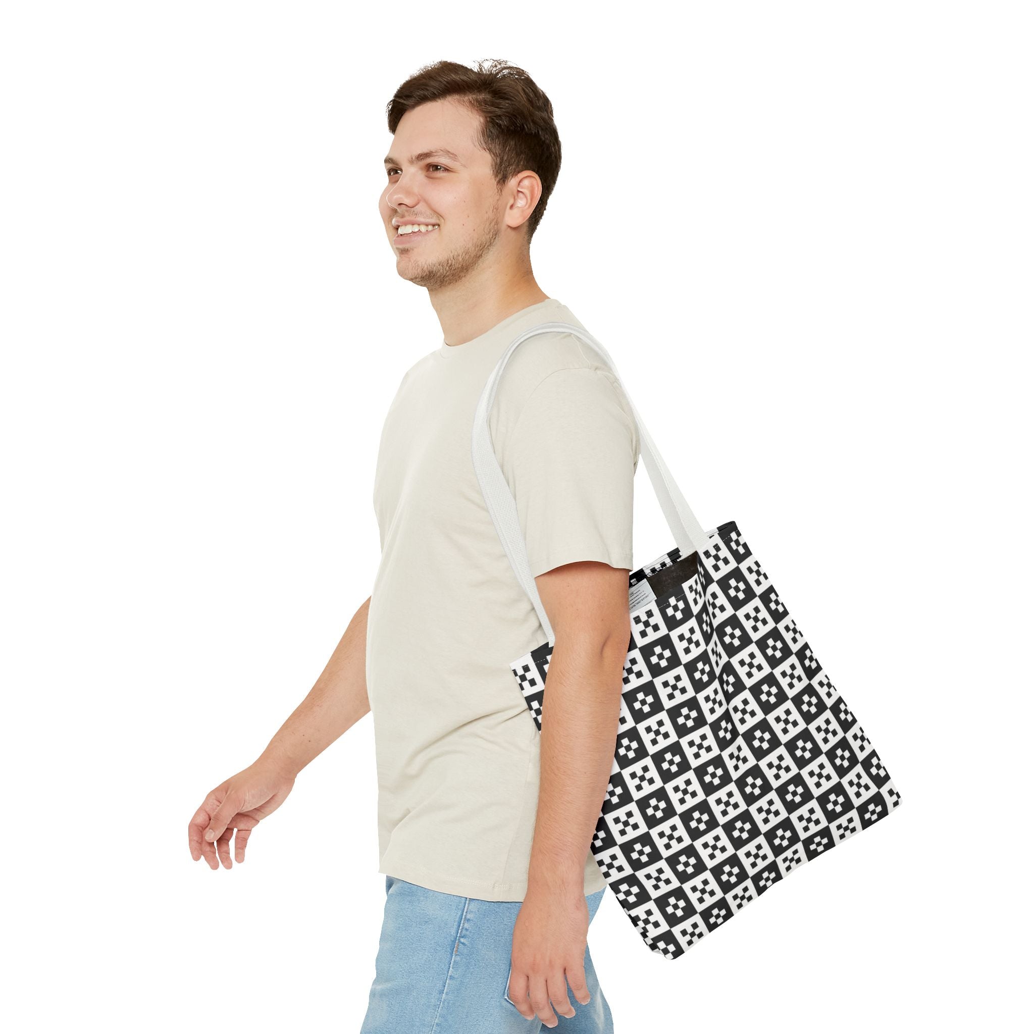 Stylish Checkerboard Tote Bag, Reusable Shopping Tote, Black and White Fashion Bag, Gift for Her, Eco-Friendly Bag, Beach Tote