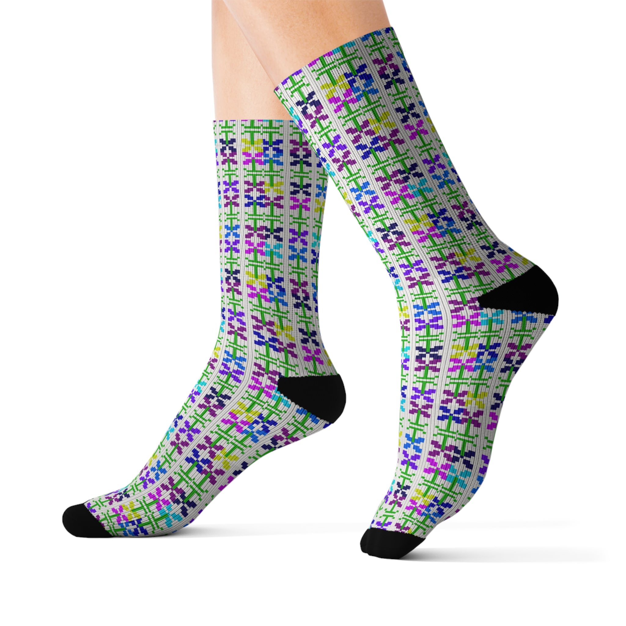 Colorful Patterned Sublimation Socks, Cozy Gift for Her, Fun Accessories, Unique Fashion Statement, Perfect for Birthdays, Everyday Wear