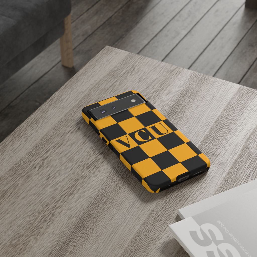 VCU Checkered Phone Case, Tough Cases for VCU Fans, College Student Gear, Sports Team Accessory, Unique Gift Idea