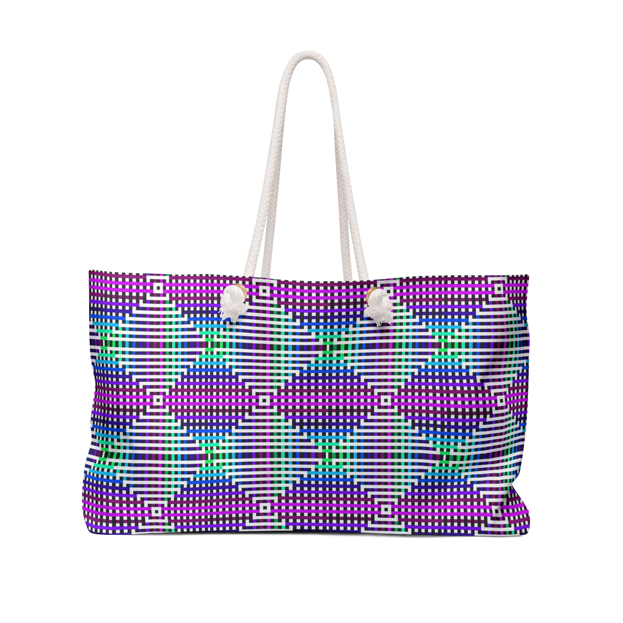 Colorful Geometric Weekender Bag, Travel Tote, Beach Bag, Gym Bag, Stylish Overnight Bag, Boho Chic Carryall