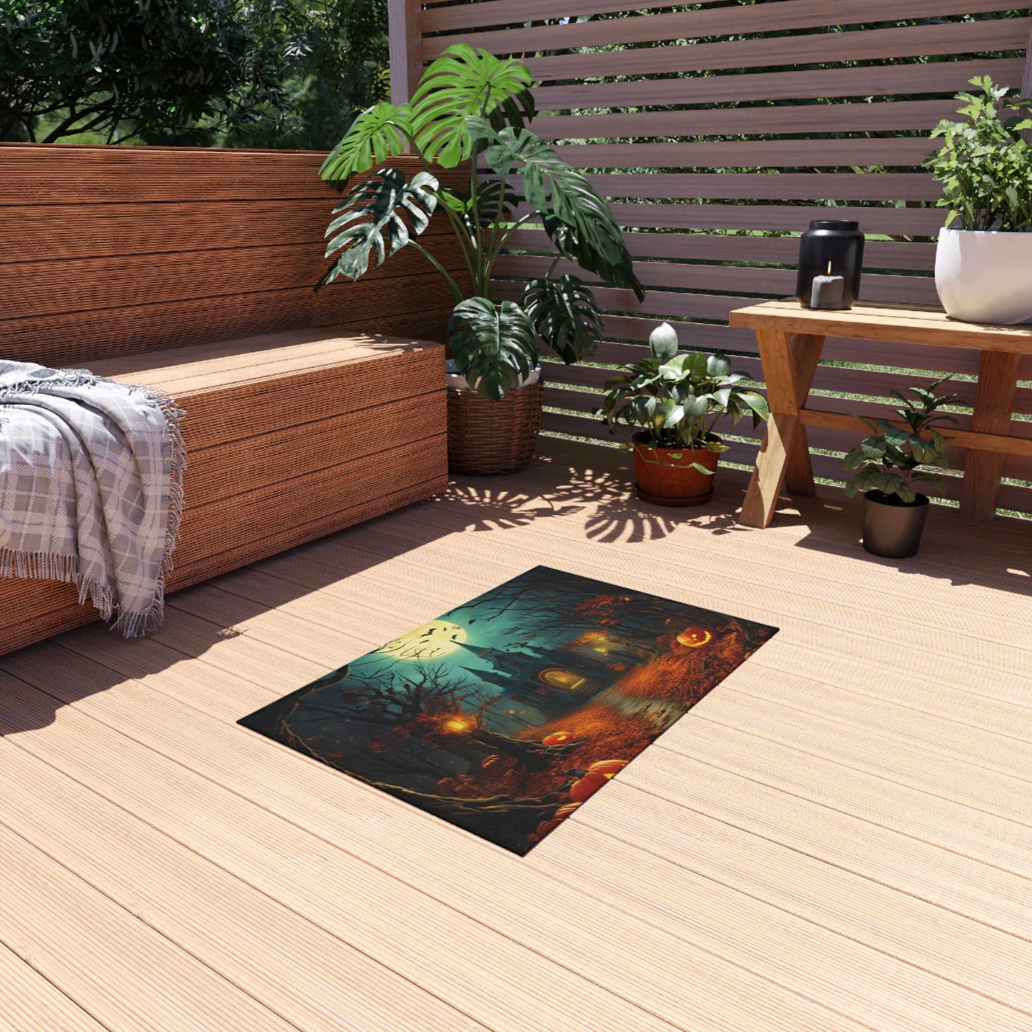 Halloween-Themed Outdoor Rug, Spooky Patio Decor, Fall Home Accents, Halloween Decoration, Front Porch Mat