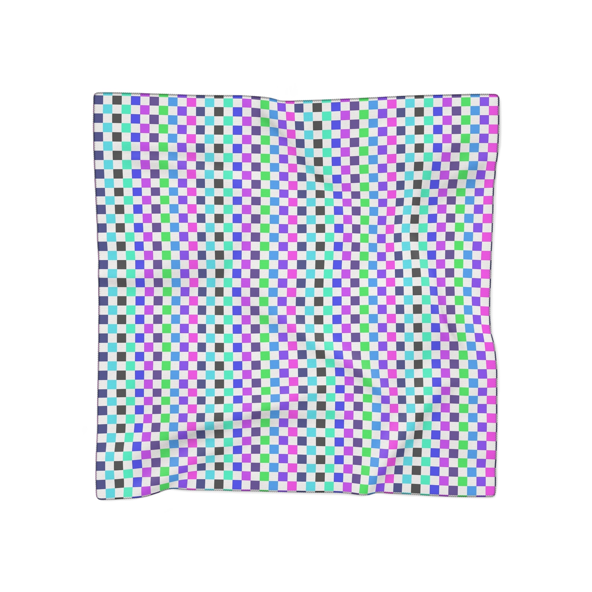 Vibrant Checkerboard Poly Scarf | Colorful Fashion Accessory, Versatile Gift, Trendy Wrap, Everyday Style, Layering Essential