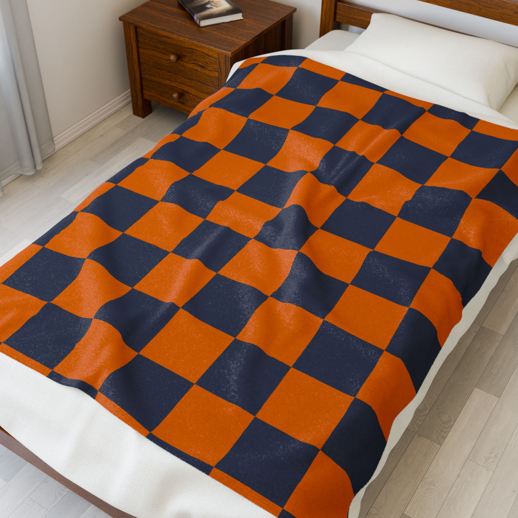 Cozy Checkerboard Plush Blanket – Ideal Gift for Home, Warmth, Comfort, Fall Decor, Halloween, Sports Enthusiasts