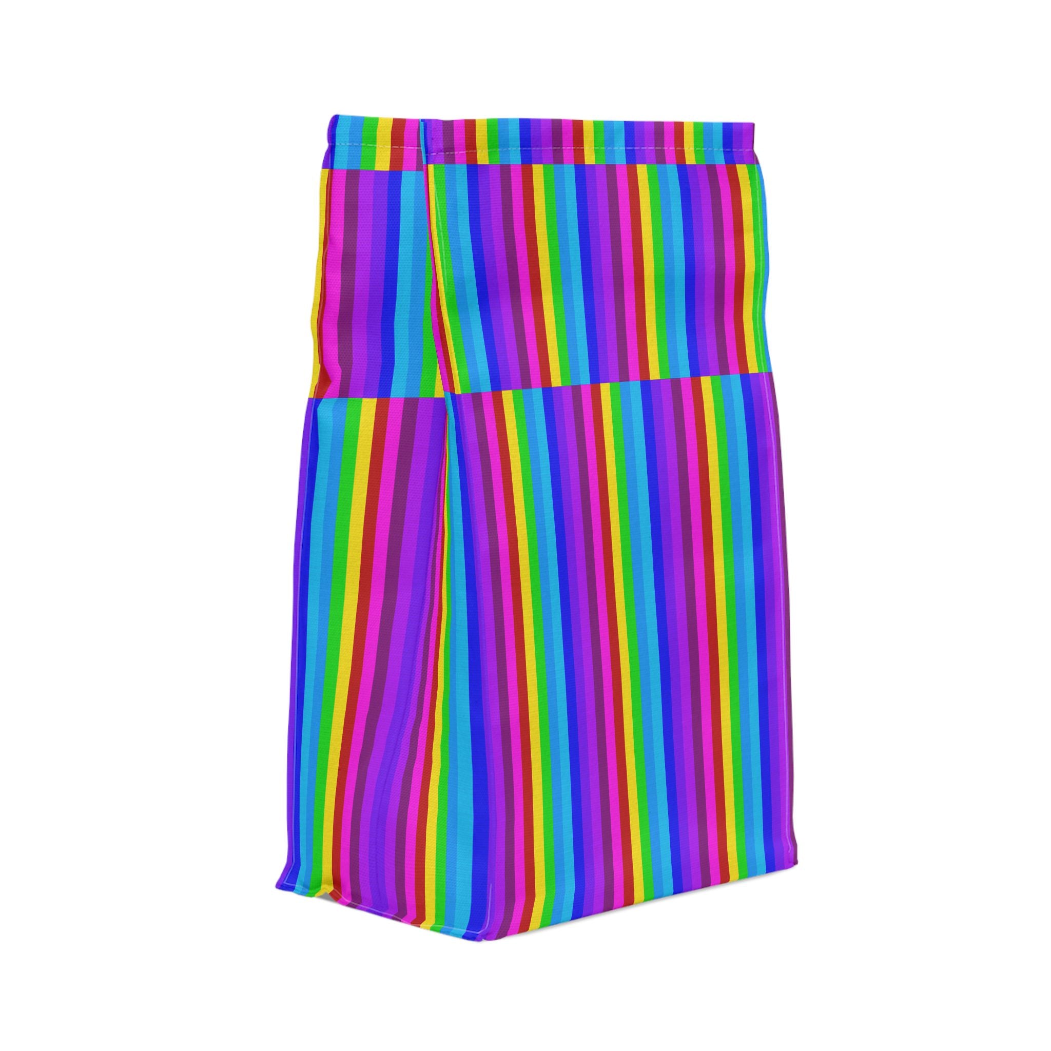 Vibrant Striped Lunch Bag, Colorful Insulated Tote, Fun Meal Prep Bag, Stylish Kids Lunchbox, Eco-Friendly Food Carrier