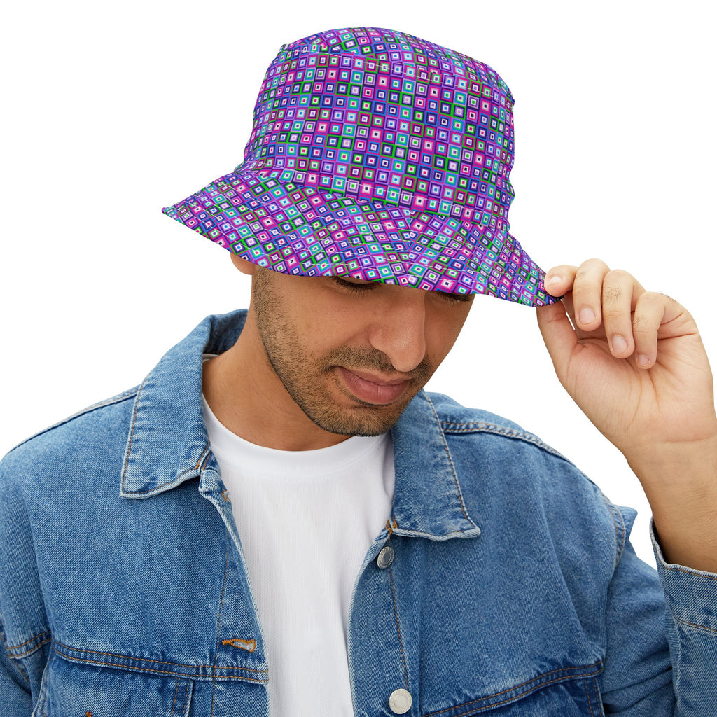Colorful Retro Bucket Hat, Summer Accessories, Festival Gear, Beach Wear, Unisex Headwear, AOP Design