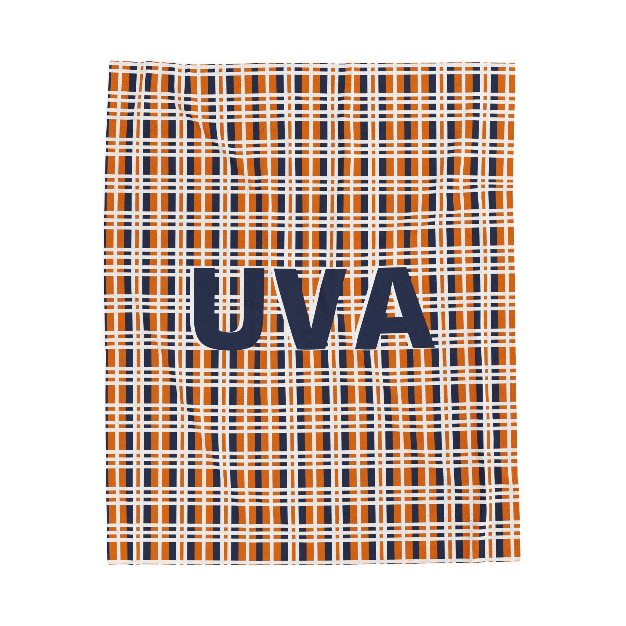 Cozy UVA Plaid Plush Blanket | Soft Throw for Home, Gifts, Sports Events, College, Winter Decor, Souvenir
