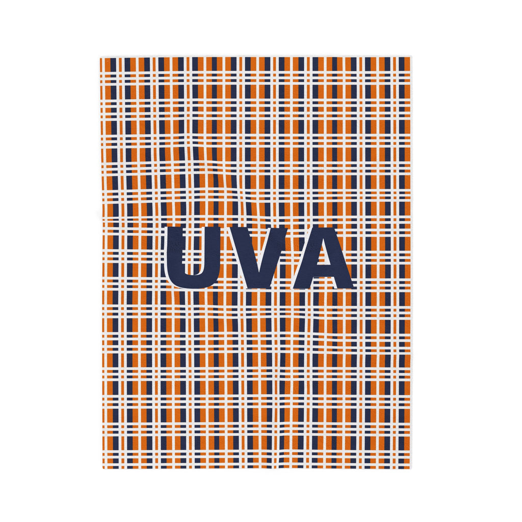 Cozy UVA Plaid Plush Blanket | Soft Throw for Home, Gifts, Sports Events, College, Winter Decor, Souvenir