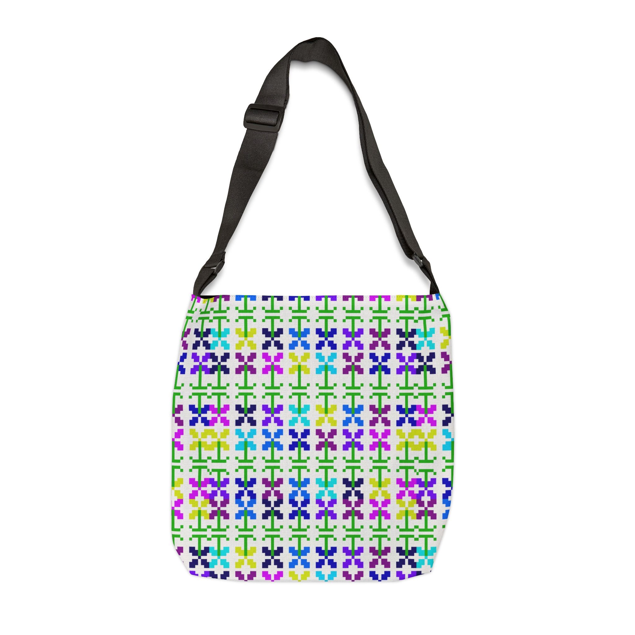 Colorful Adjustable Tote Bag, Floral Pattern Everyday Bags, Reusable Shopping Tote, Eco-friendly Gift, Stylish Accessory