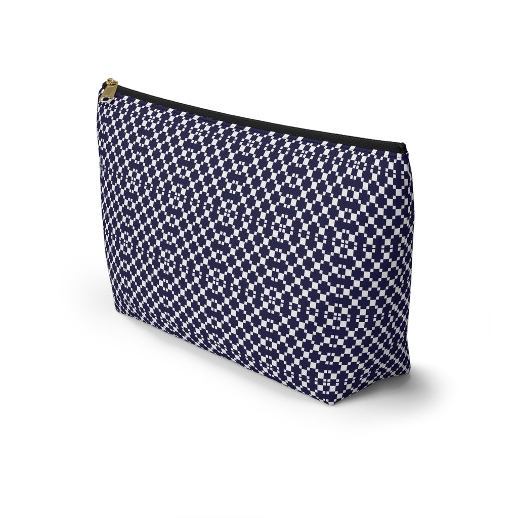 Navy Patterned Accessory Pouch, Makeup Bag, Toiletry Organizer, Gift for Her, Travel Essentials, Stylish Storage