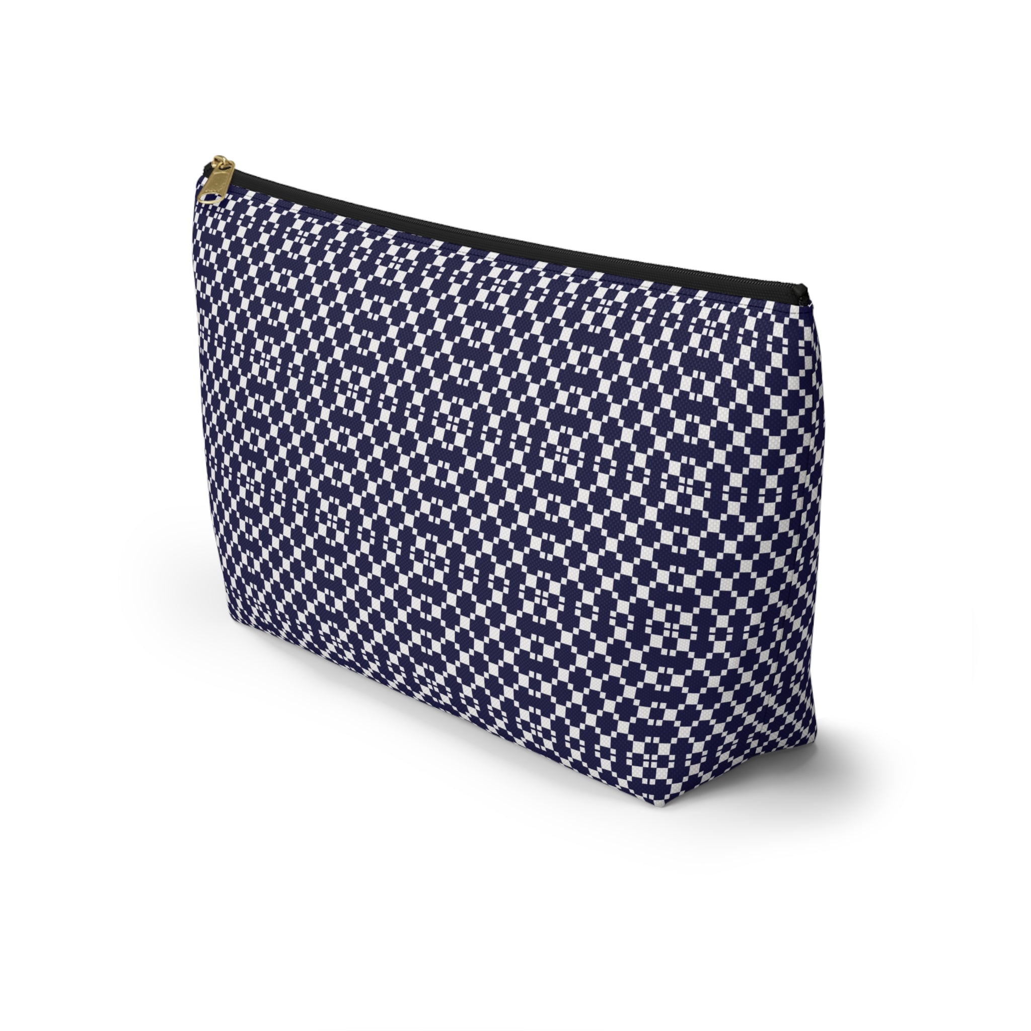 Navy Patterned Accessory Pouch, Makeup Bag, Toiletry Organizer, Gift for Her, Travel Essentials, Stylish Storage
