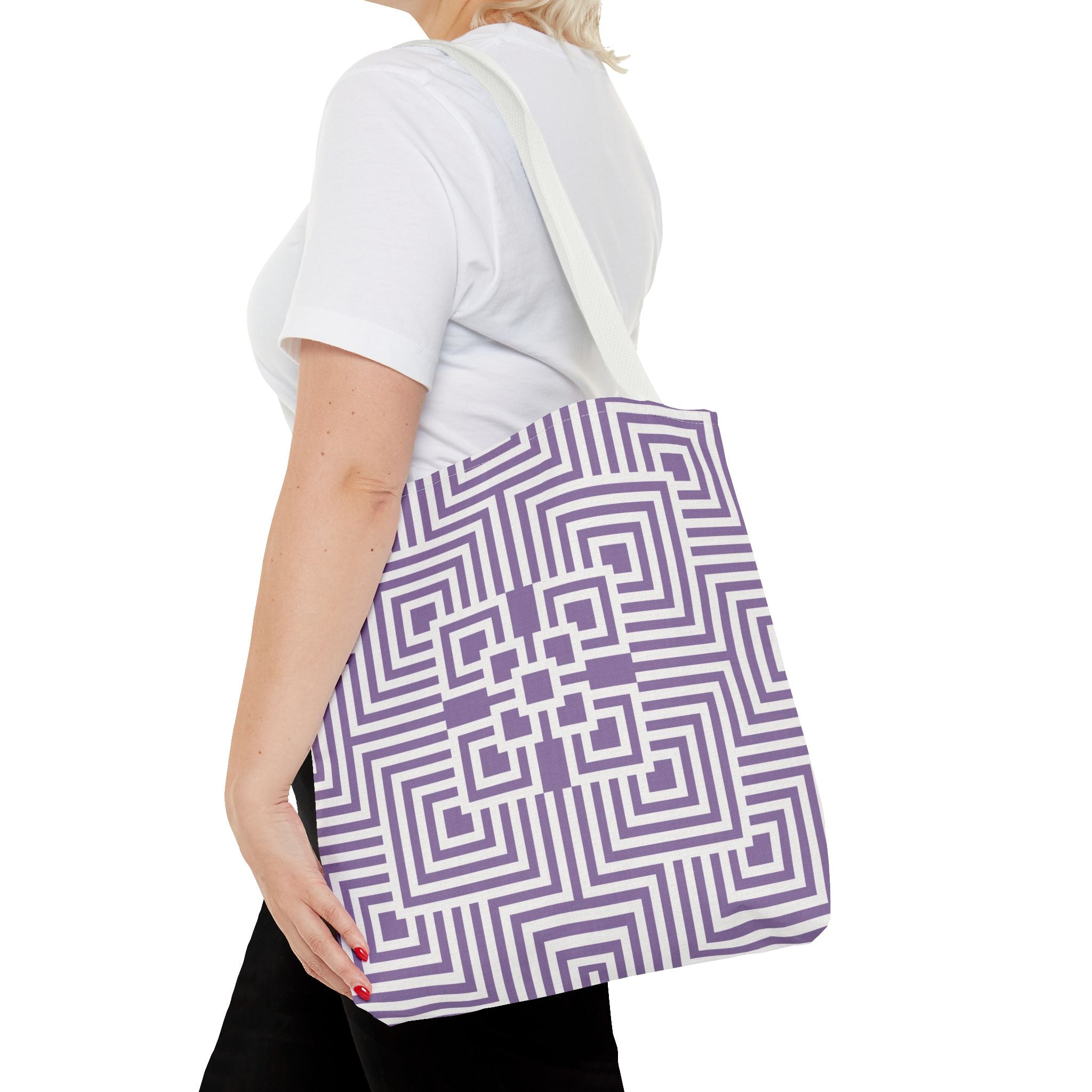 Geometric Pattern Tote Bag - Stylish Reusable Shopping Bag, Eco-Friendly Gift, Fashion Accessory, Purple Art Design, Everyday Use