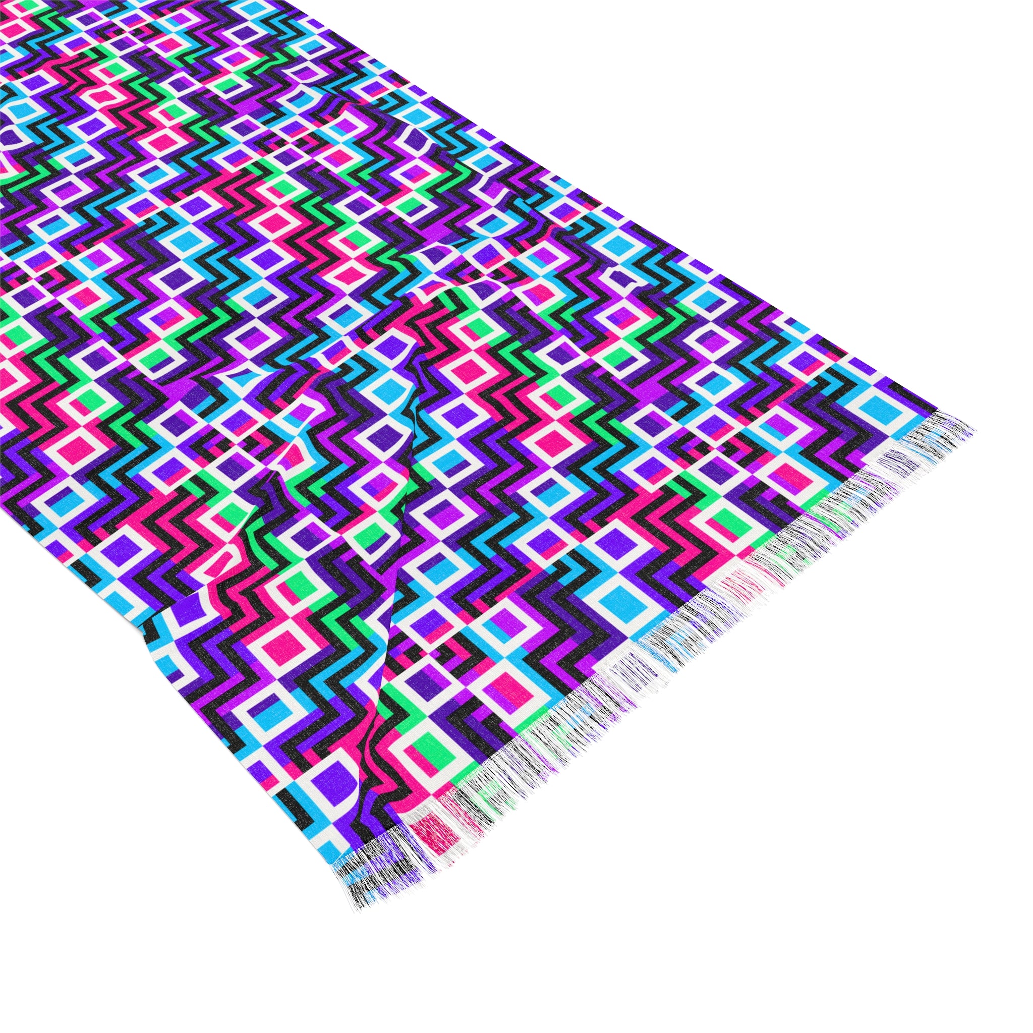 Colorful Geometric Light Scarf, Boho Fashion Accessory for Spring, Summer, Festival Wear, Gift for Her, Casual Wrap
