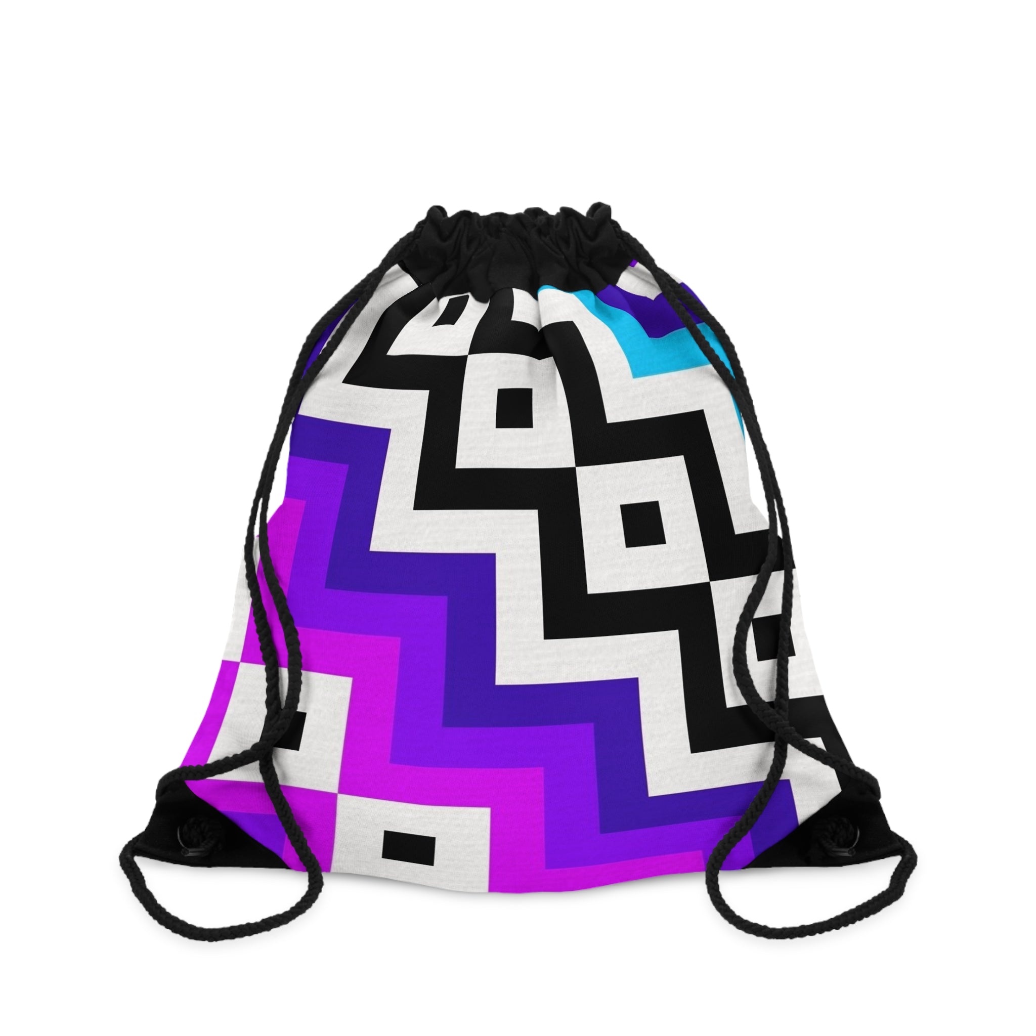 Colorful Geometric Pattern Drawstring Bag | Stylish Gym Bag, Backpack, Beach Bag, Trendy Tote, Travel Accessory