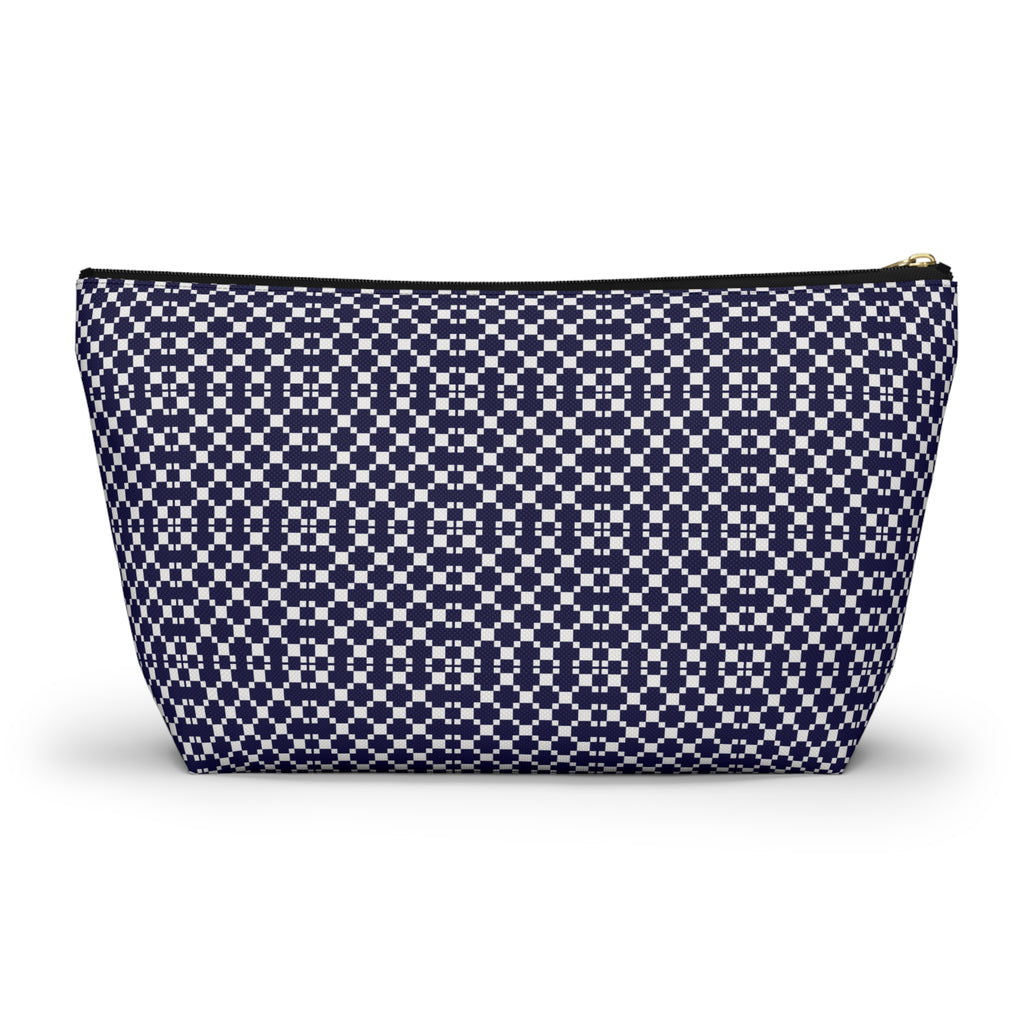 Navy Patterned Accessory Pouch, Makeup Bag, Toiletry Organizer, Gift for Her, Travel Essentials, Stylish Storage