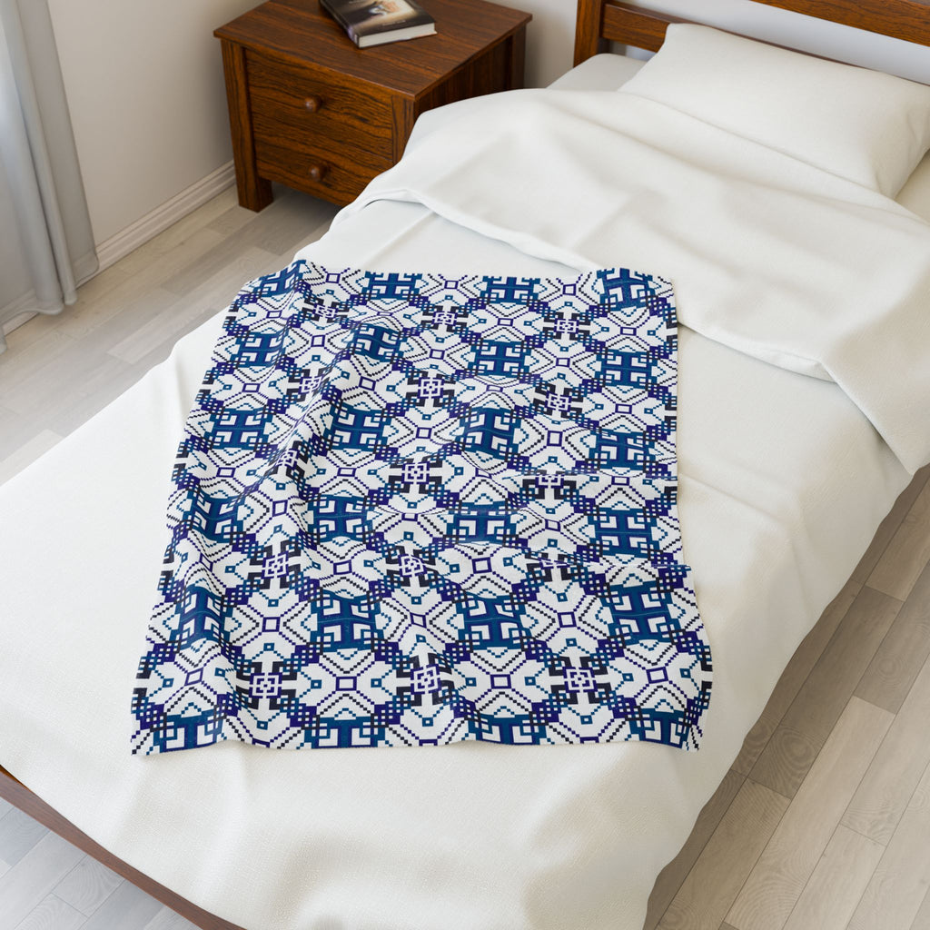 Geometric Pattern Velveteen Plush Blanket, Cozy Home Decor, Gift for Winter, Soft Throw for Sofa, Unique Bedding, Warm Quilt