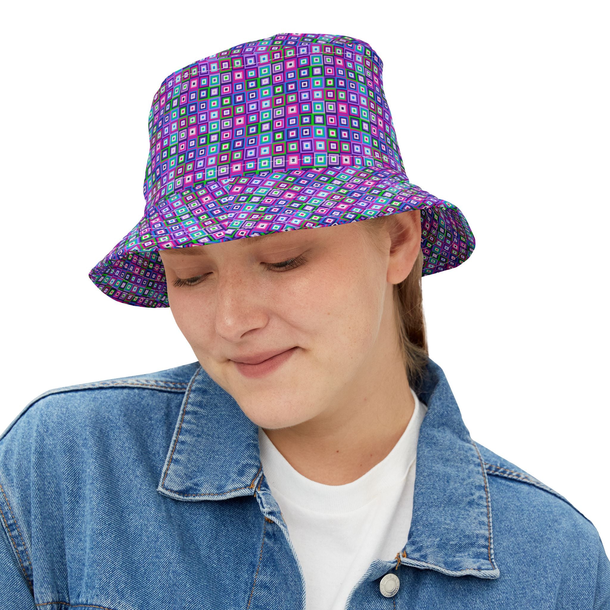 Colorful Retro Bucket Hat, Summer Accessories, Festival Gear, Beach Wear, Unisex Headwear, AOP Design
