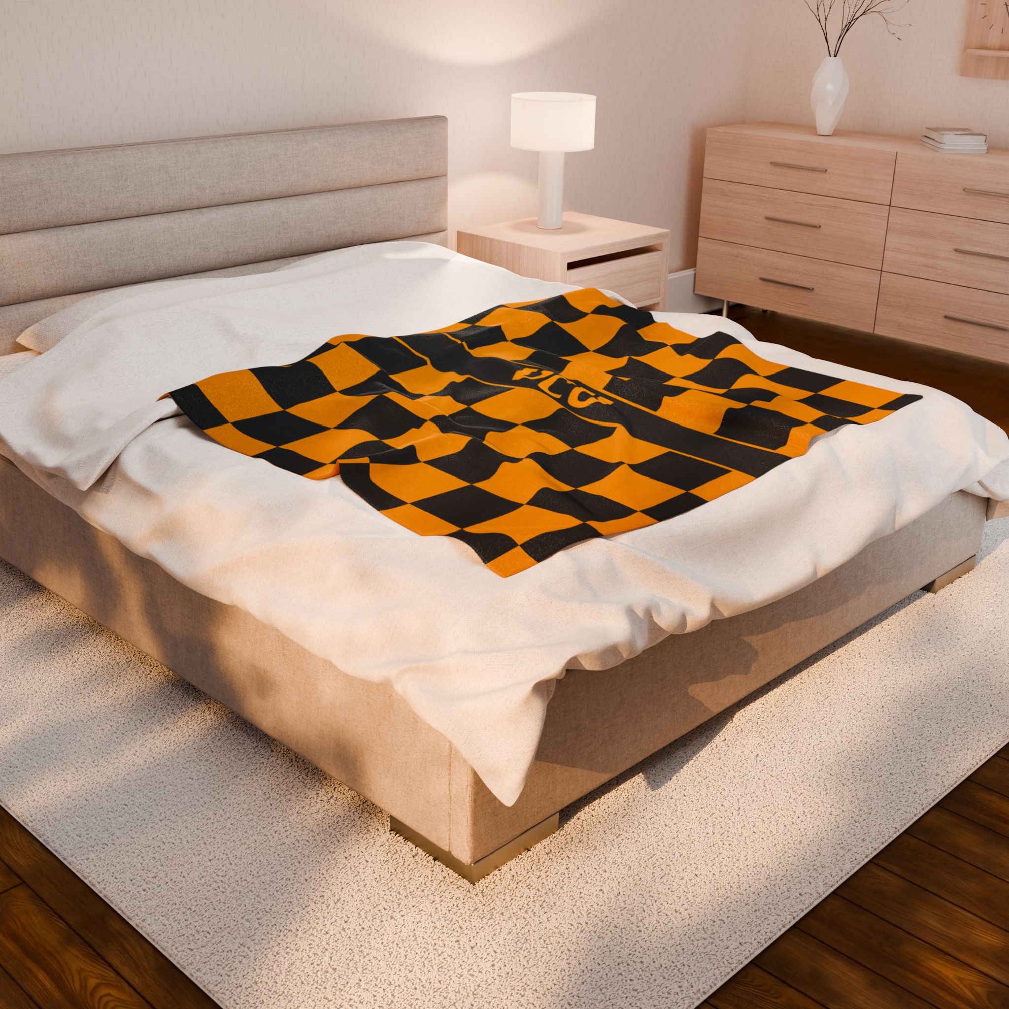 VCU Checkerboard Velveteen Plush Blanket, Cozy Sport Throw, Game Day Blanket, Graduation Gift, Unique Home Decor