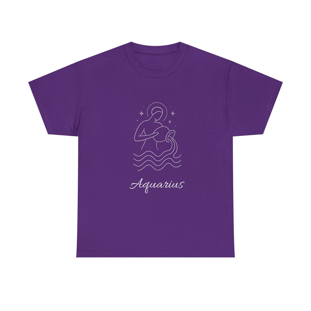 Aquarius Unisex Heavy Cotton Tee, Astrology Shirt, Zodiac Tee, Birthday Gift, Horoscope Apparel, Casual Wear