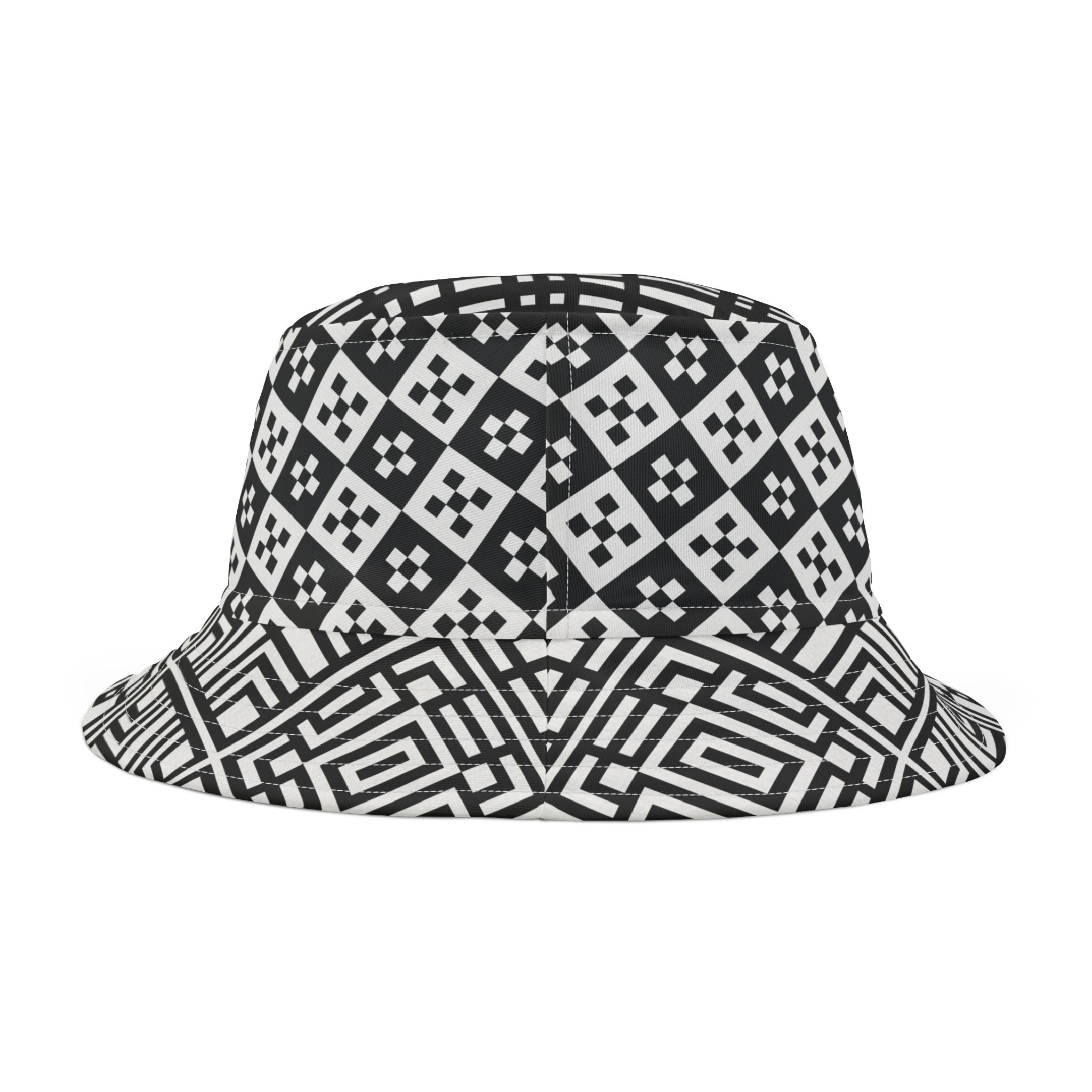 Stylish Black and White Bucket Hat, Trendy Sun Hat, Summer Accessory, Festival Hat, Unisex Beach Hat, Graphic Pattern Hat
