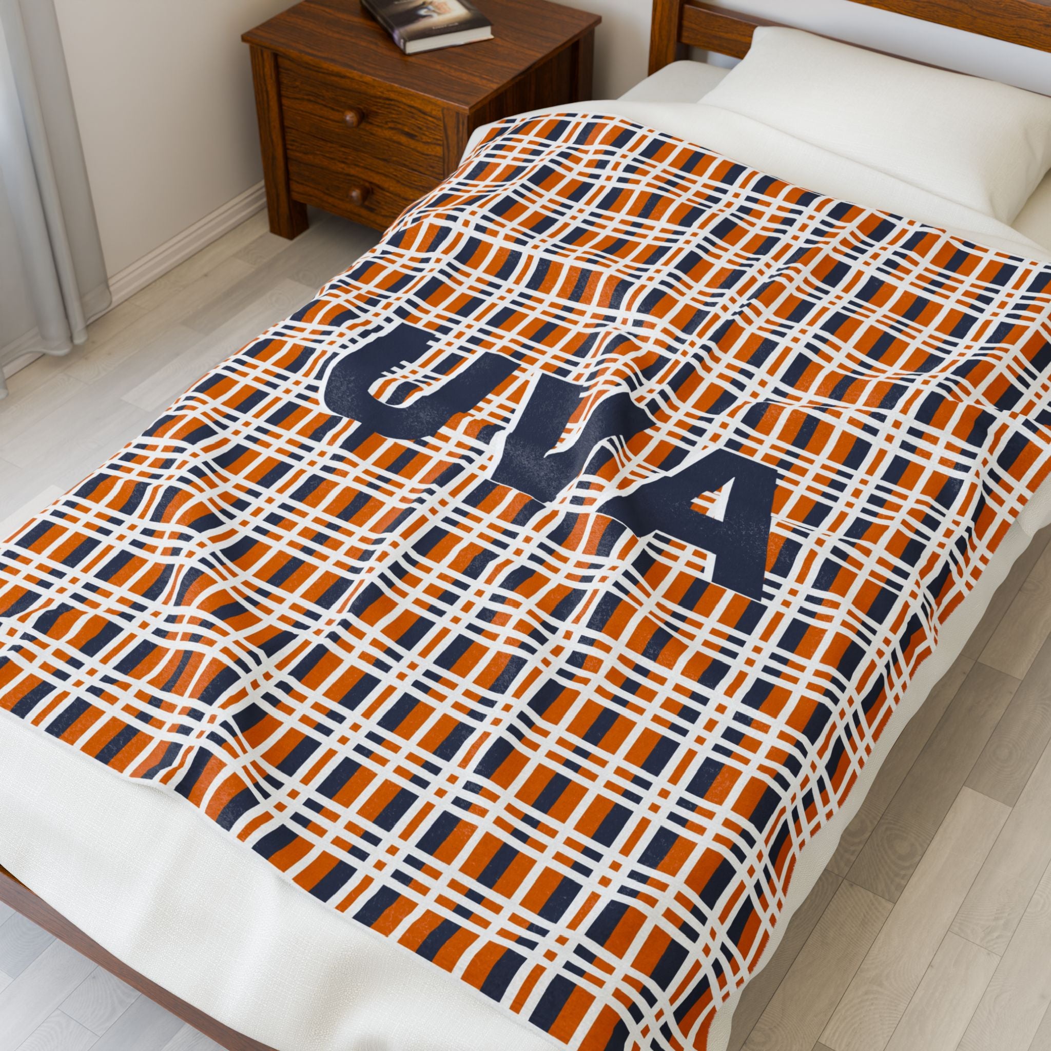 Cozy UVA Plaid Plush Blanket | Soft Throw for Home, Gifts, Sports Events, College, Winter Decor, Souvenir