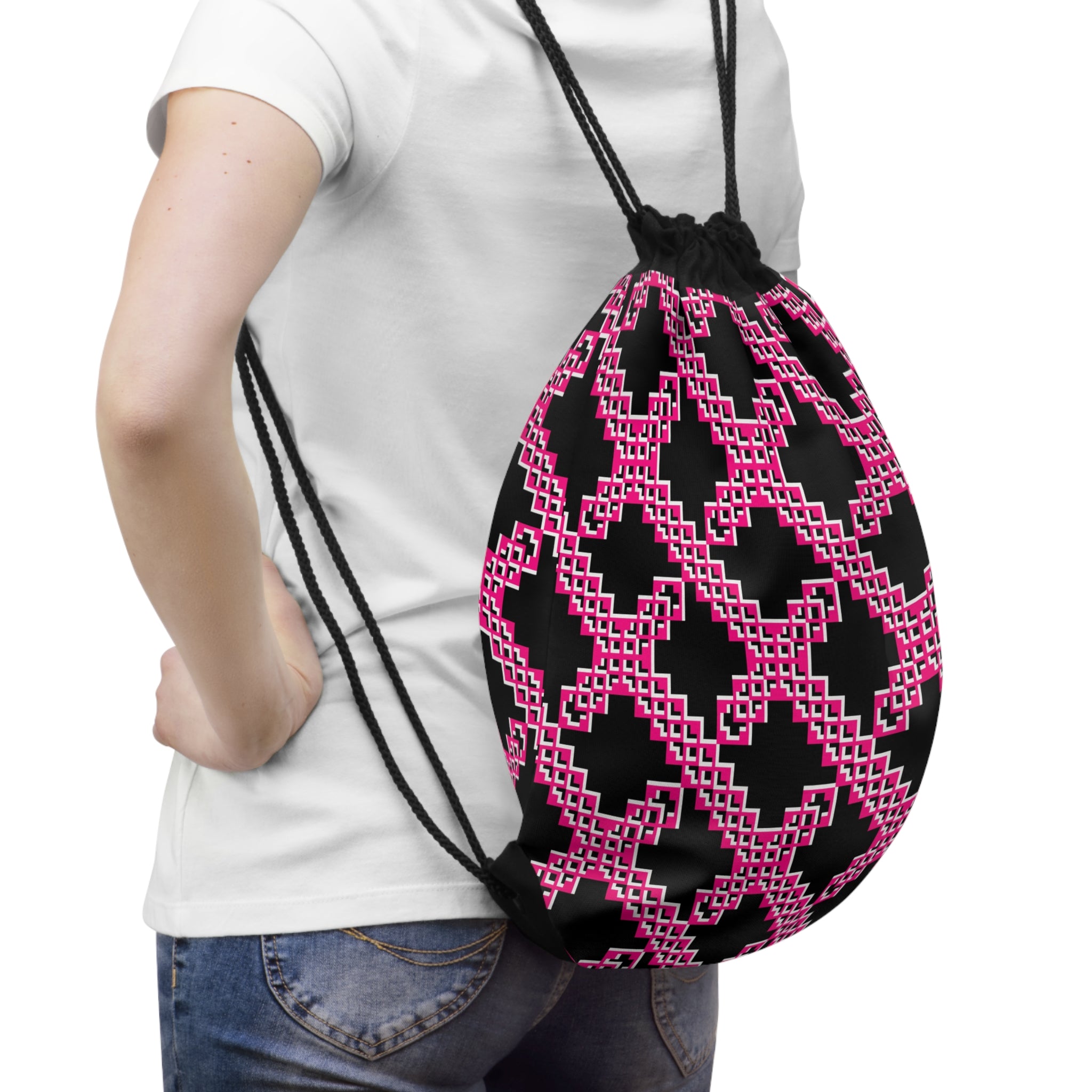 Chic Patterned Drawstring Bag for Fashionable Adventures, Stylish Storage Bag, Night Out Tote, Gym Rucksack, Travel Essentials