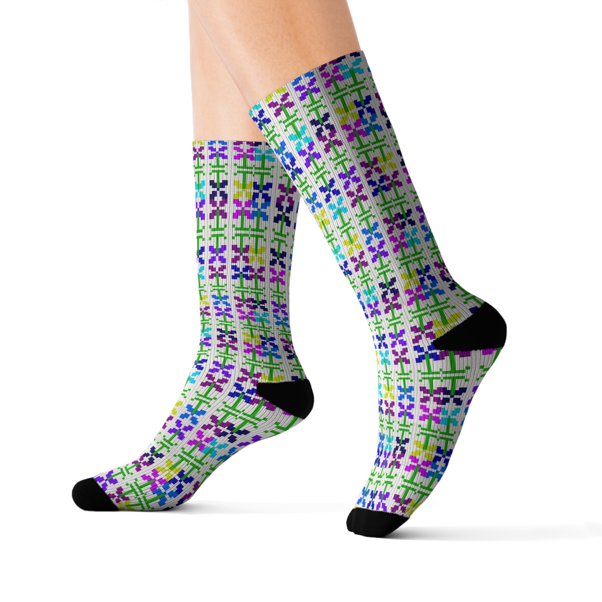 Colorful Patterned Sublimation Socks, Cozy Gift for Her, Fun Accessories, Unique Fashion Statement, Perfect for Birthdays, Everyday Wear