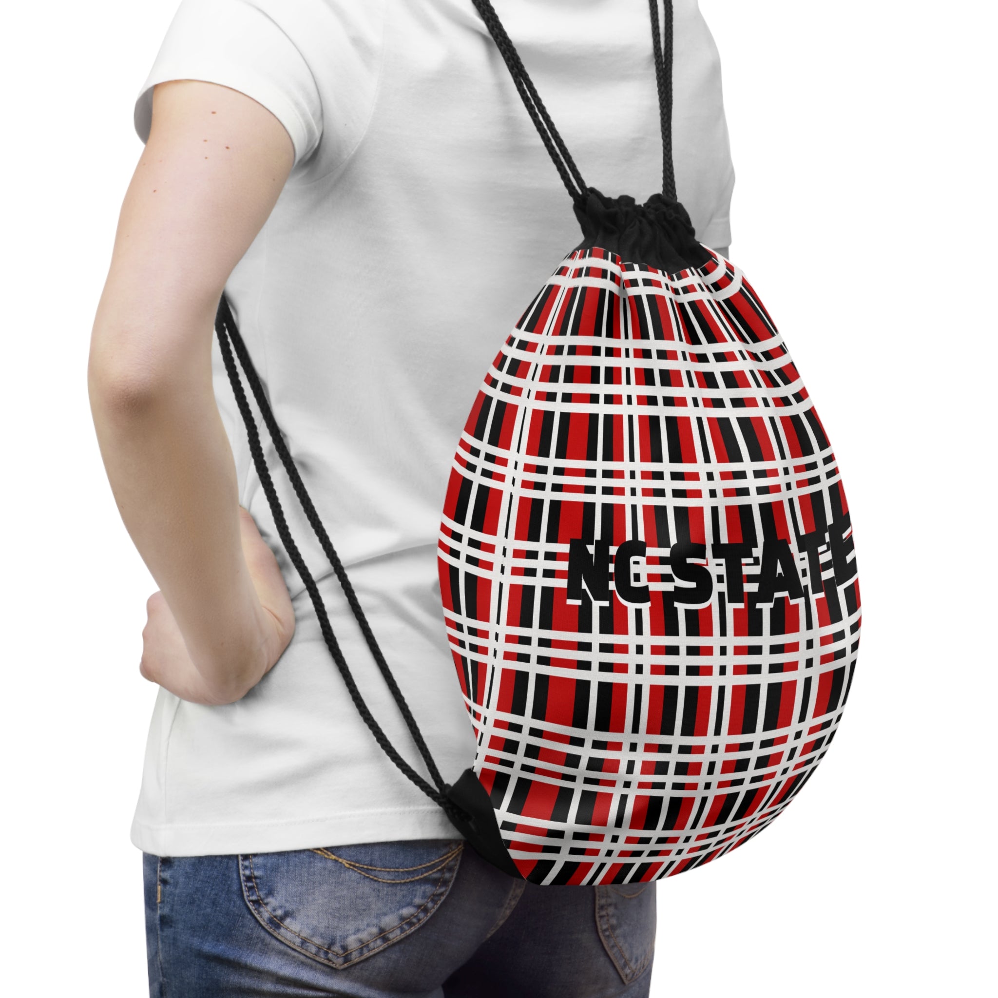 Stylish Checkered Drawstring Bag, Trendy Gym Sack, Casual Backpack, Perfect for School & Outings, Gift for Adventurers, Plaid Pattern