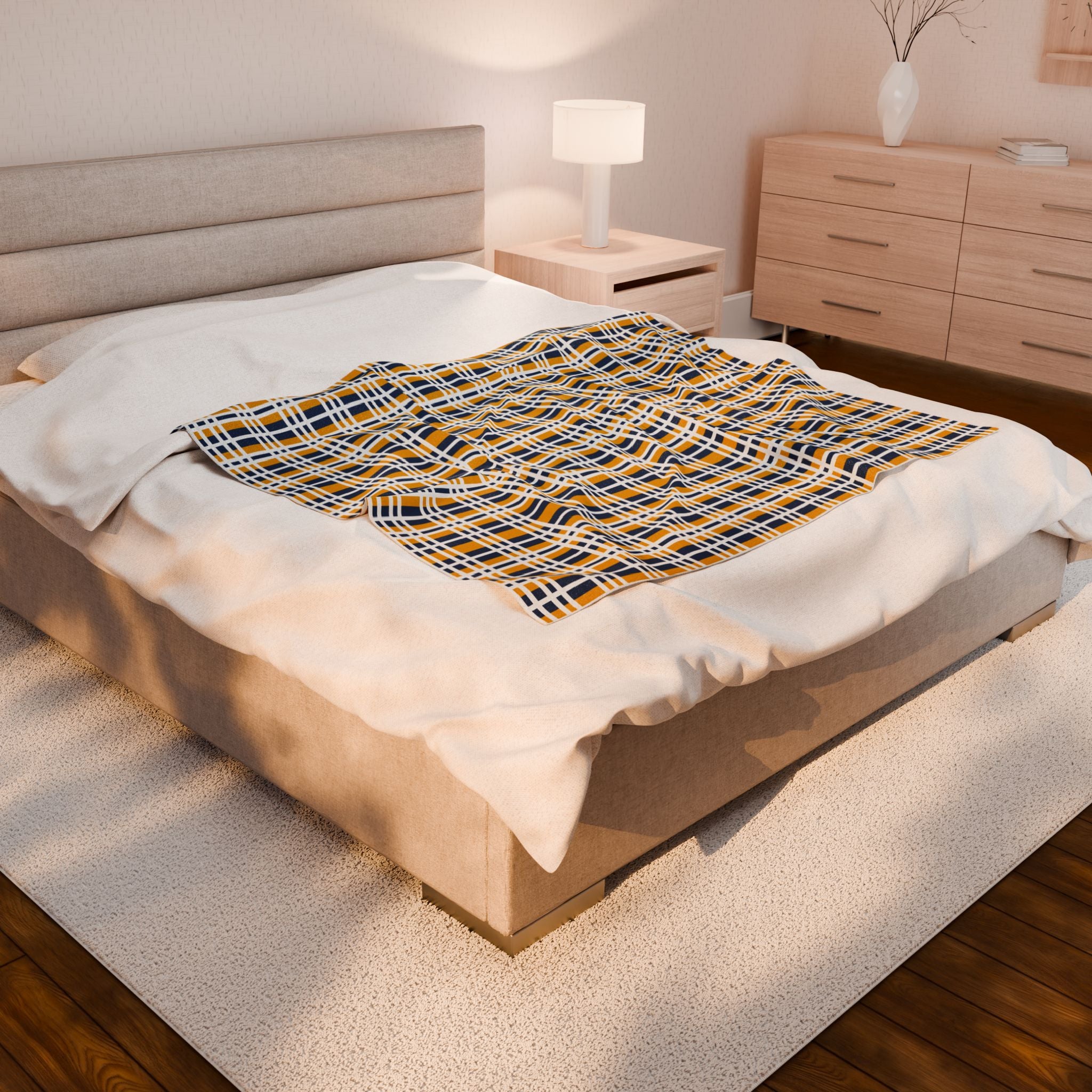 Cozy Plaid Velveteen Plush Blanket, Warm Throw for Home Decor, Perfect Gift for College Students, Winter Cozy Essentials, Soft and Snuggly