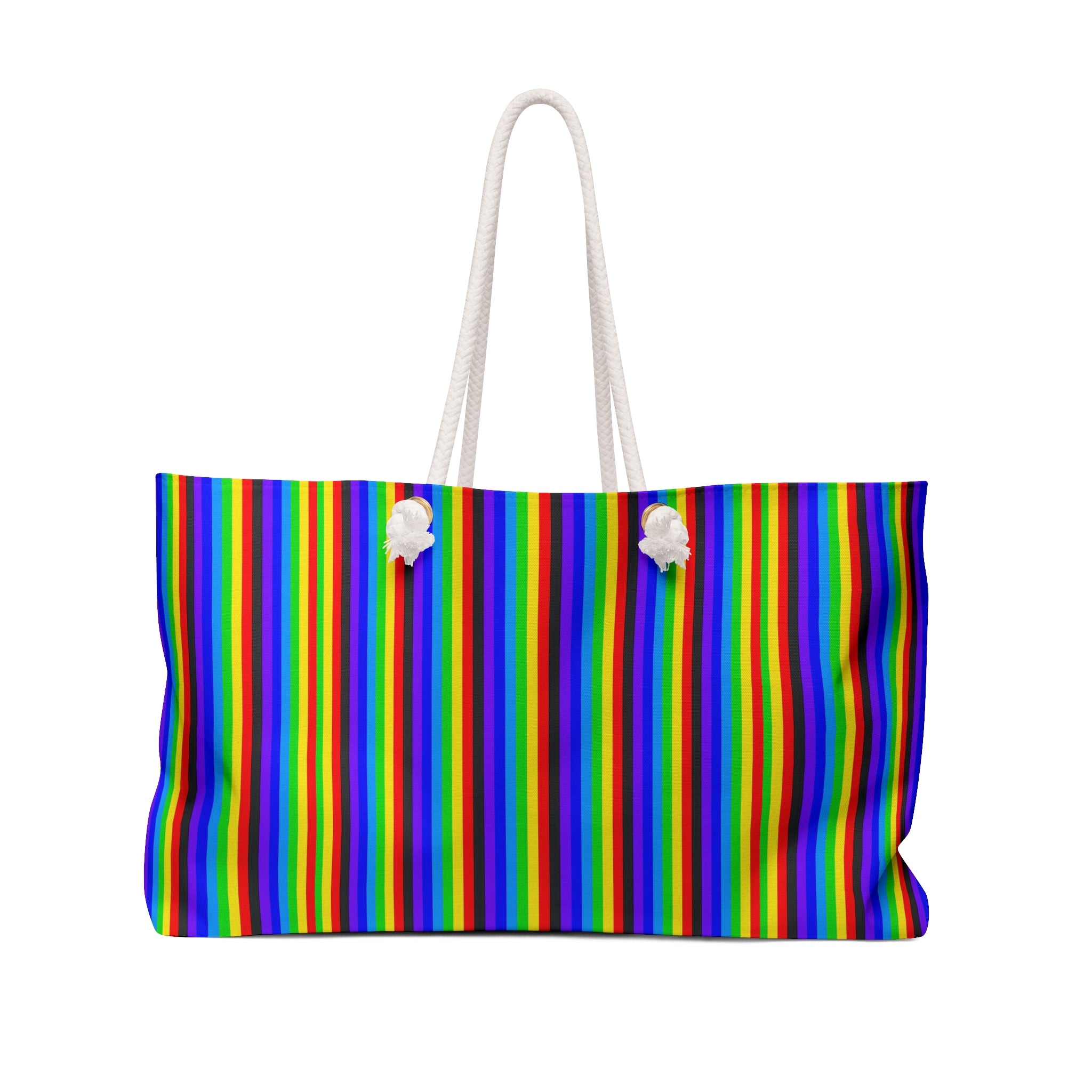 Vibrant Rainbow Stripe Weekender Bag - Travel Tote, Gym Bag, Beach Bag, Overnight Bag, Stylish Gift for Her