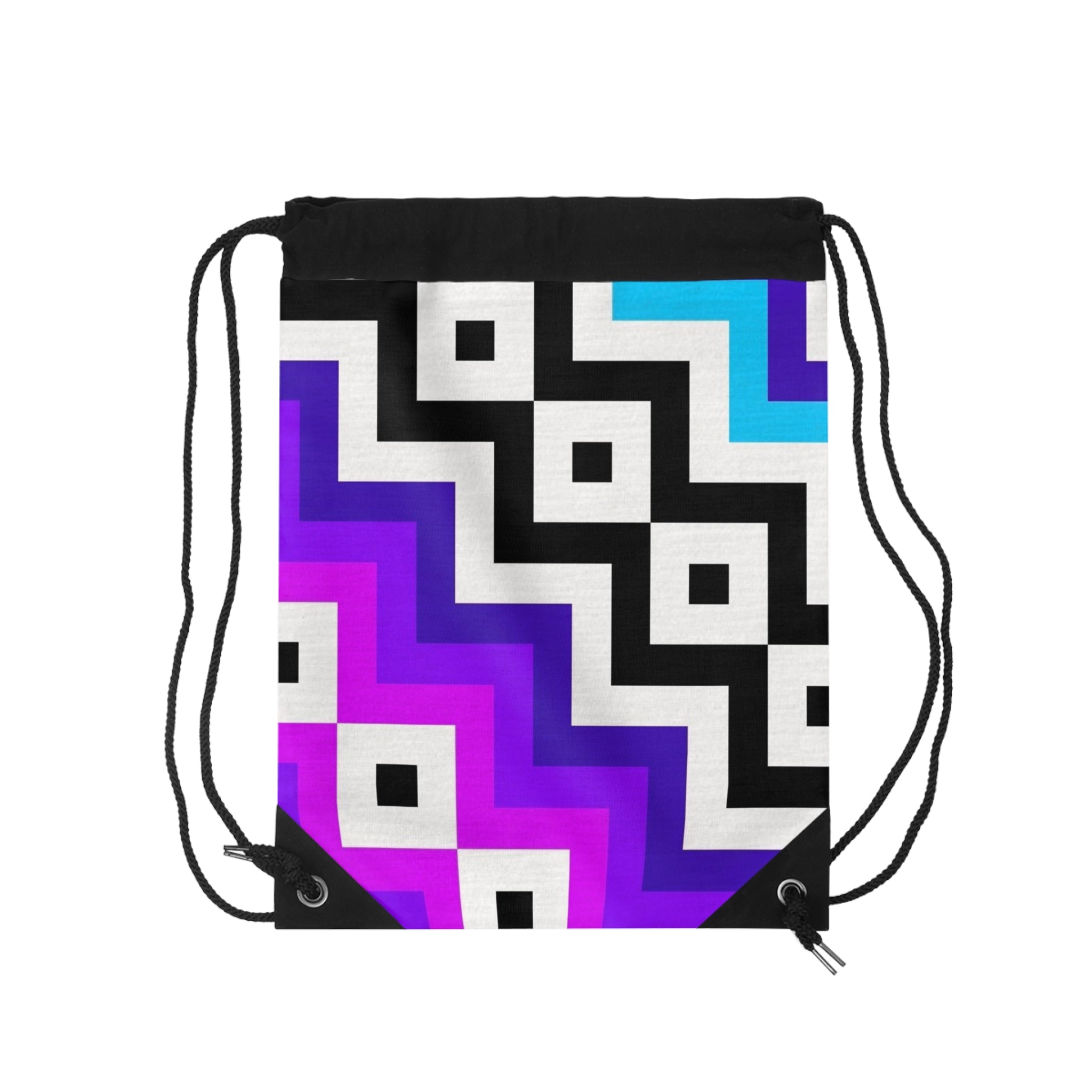 Colorful Geometric Pattern Drawstring Bag | Stylish Gym Bag, Backpack, Beach Bag, Trendy Tote, Travel Accessory