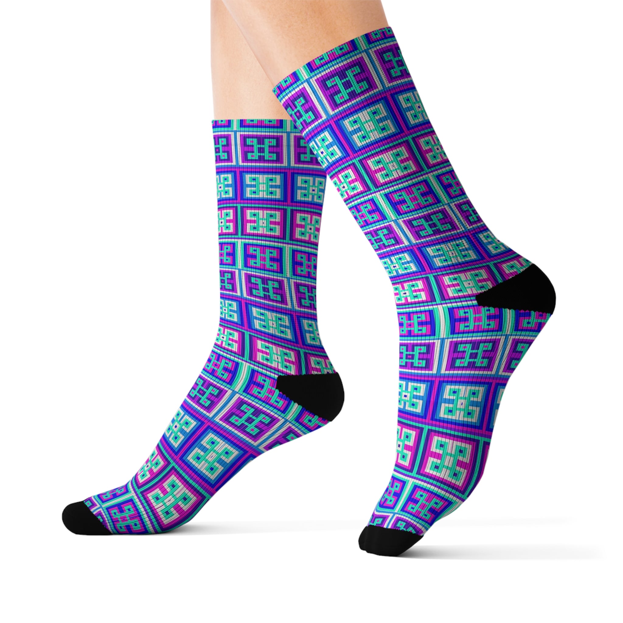 Colorful Patterned Sublimation Socks, Funky Socks, Gift for Her, Trendy Fashion Accessories, Unique Wearable Art, Cozy Home Essentials